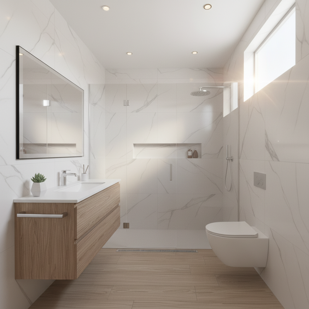 Sleek Bathroom 3D Render - Prime De Signs Surabaya