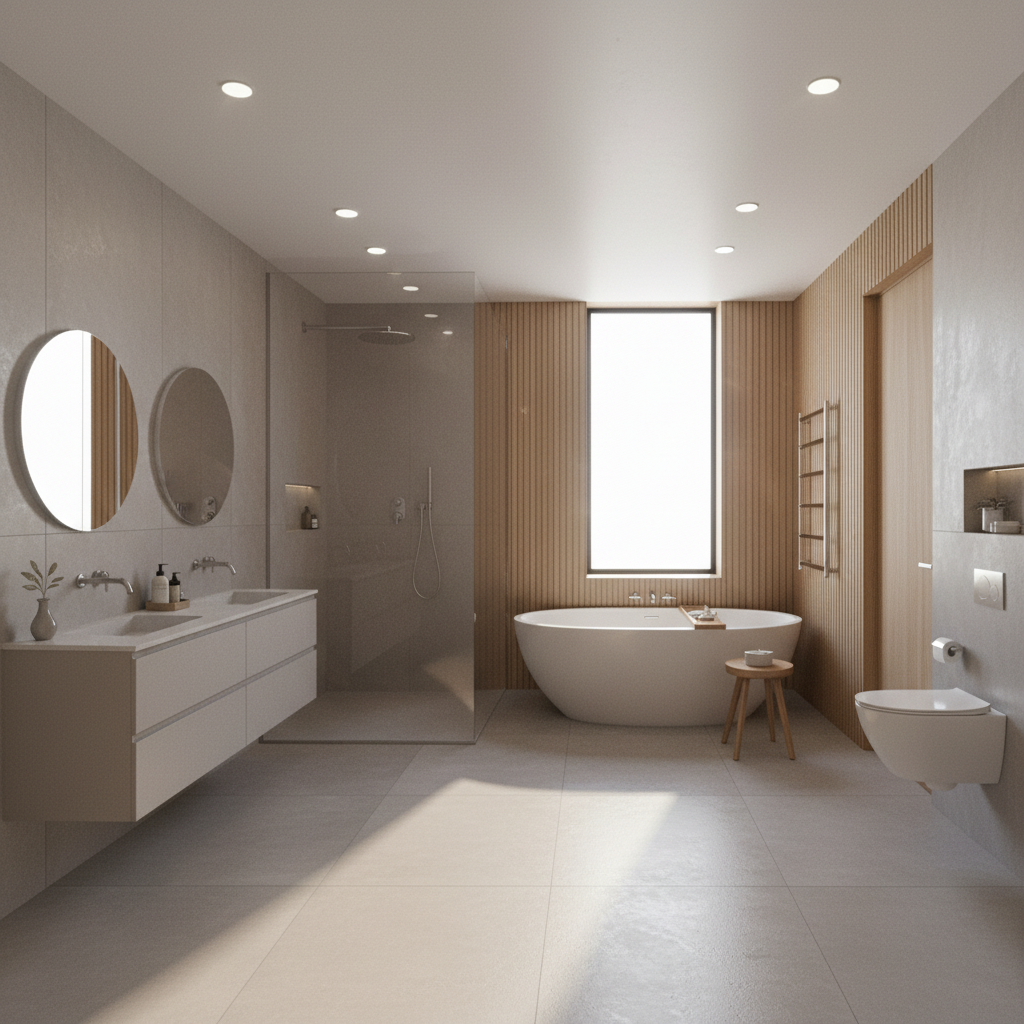Refined Bathroom 3D Render - Prime De Signs Surabaya