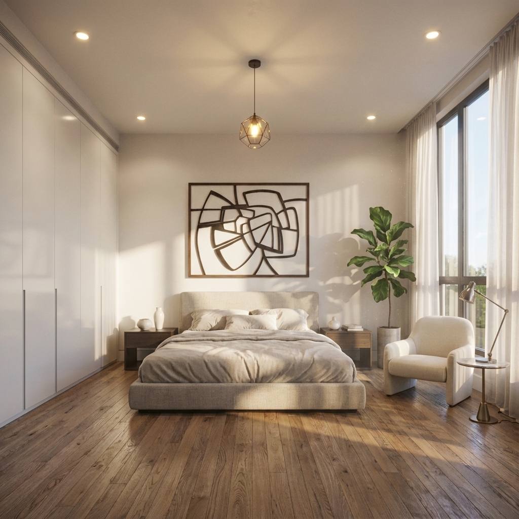 Serene Bedroom 3D Render - Prime De Signs Surabaya