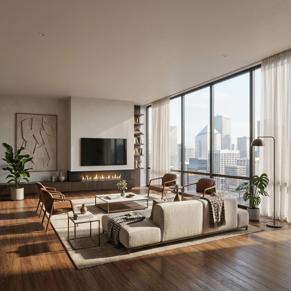 Luxury Living Room 3D Render - Prime De Signs Surabaya