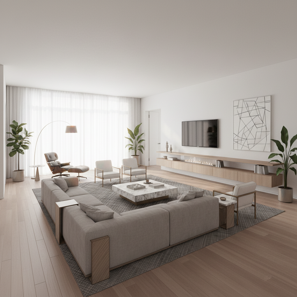 Cozy Living Room 3D Render - Prime De Signs Surabaya